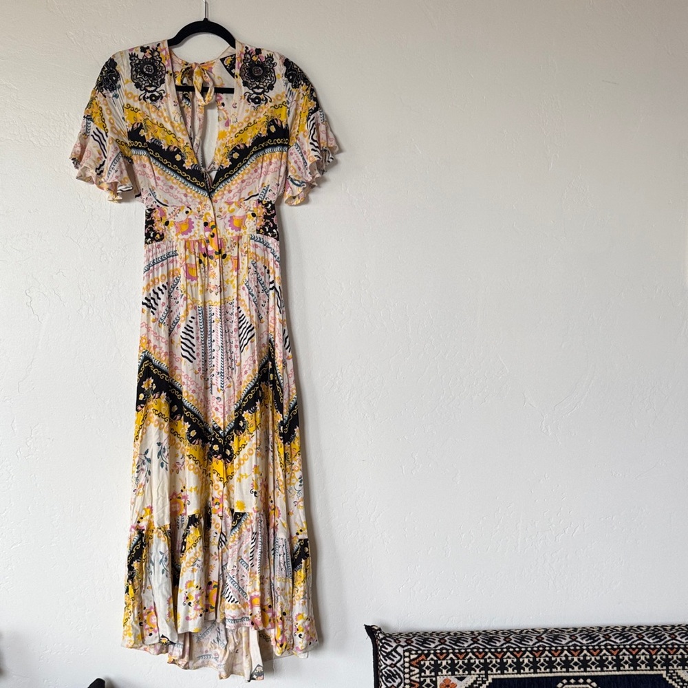Free People Bohemian Floral Multicolor Maxi Dress XS